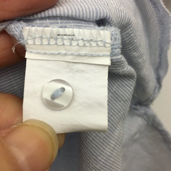 Zara Womens Size S Button Up Shirt Short Sleeve Light Blue Cotton Blend - Picture 6 of 12